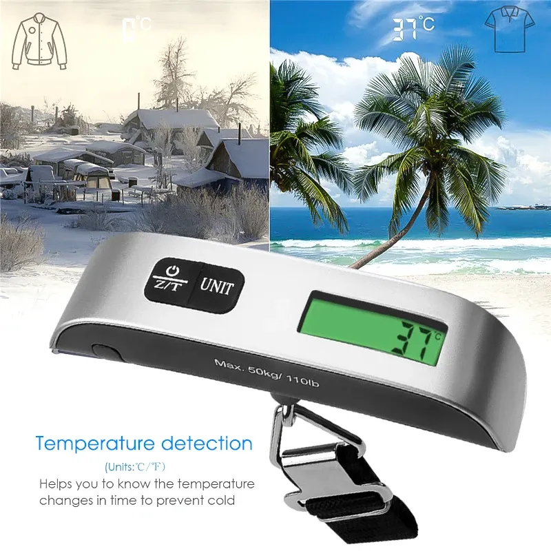 Balance à bagages numérique portable avec écran LCD, balance de voyage pour valises, capacité 110 lb (50 kg) 4
