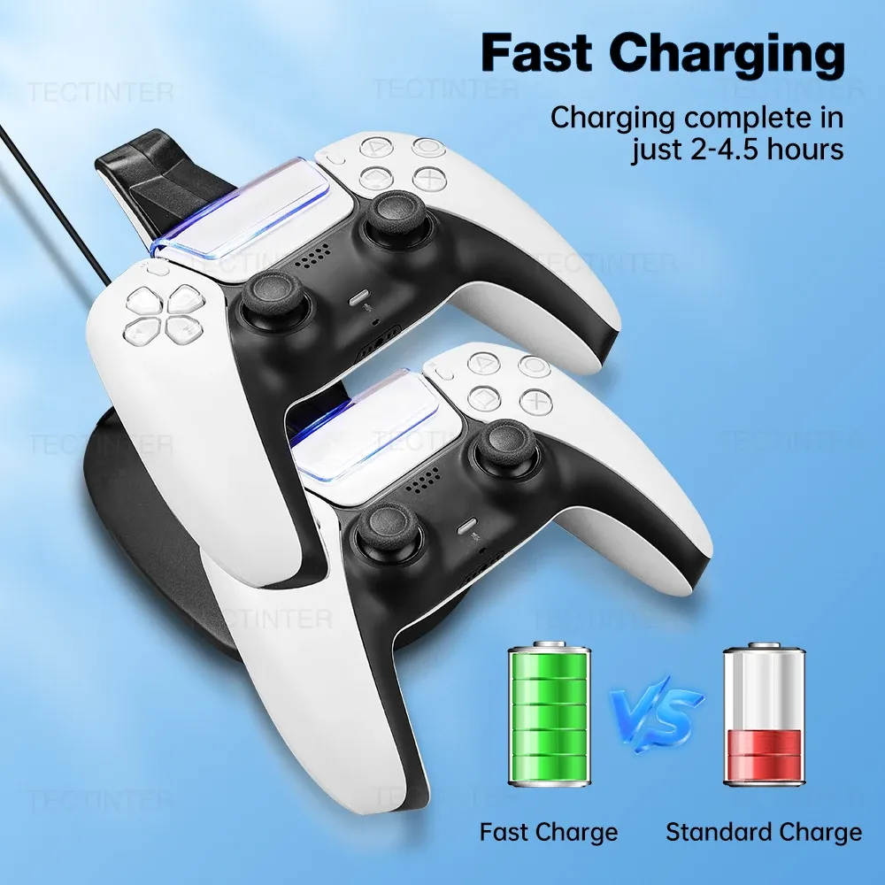 Station de charge rapide double pour manette PS5 sans fil, support LED USB-C 2
