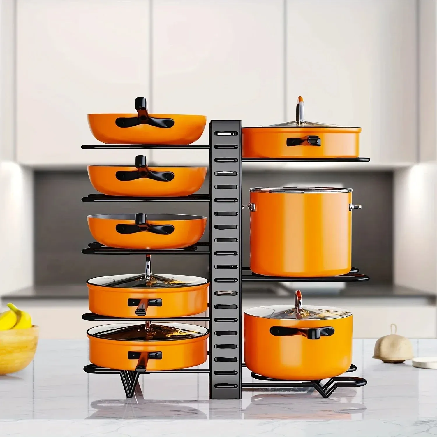 Étagère réglable à 8 niveaux pour casseroles et poêles