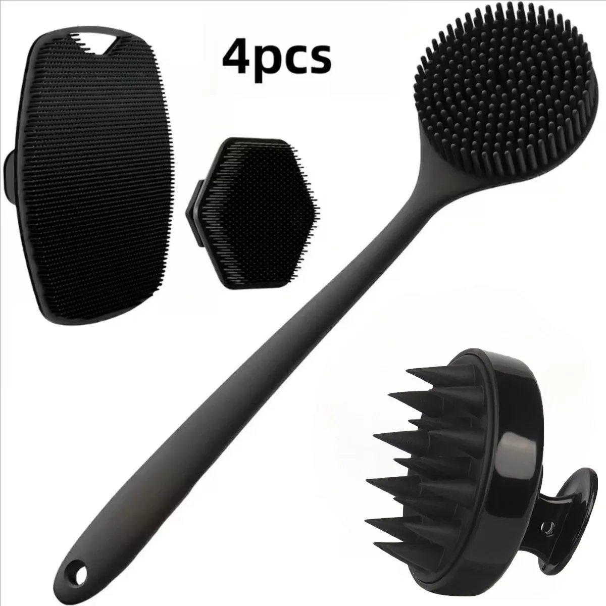Lot de 4 brosses exfoliantes en silicone doux pour le visage et la douche, nettoyage et massage de la peau - Image 1