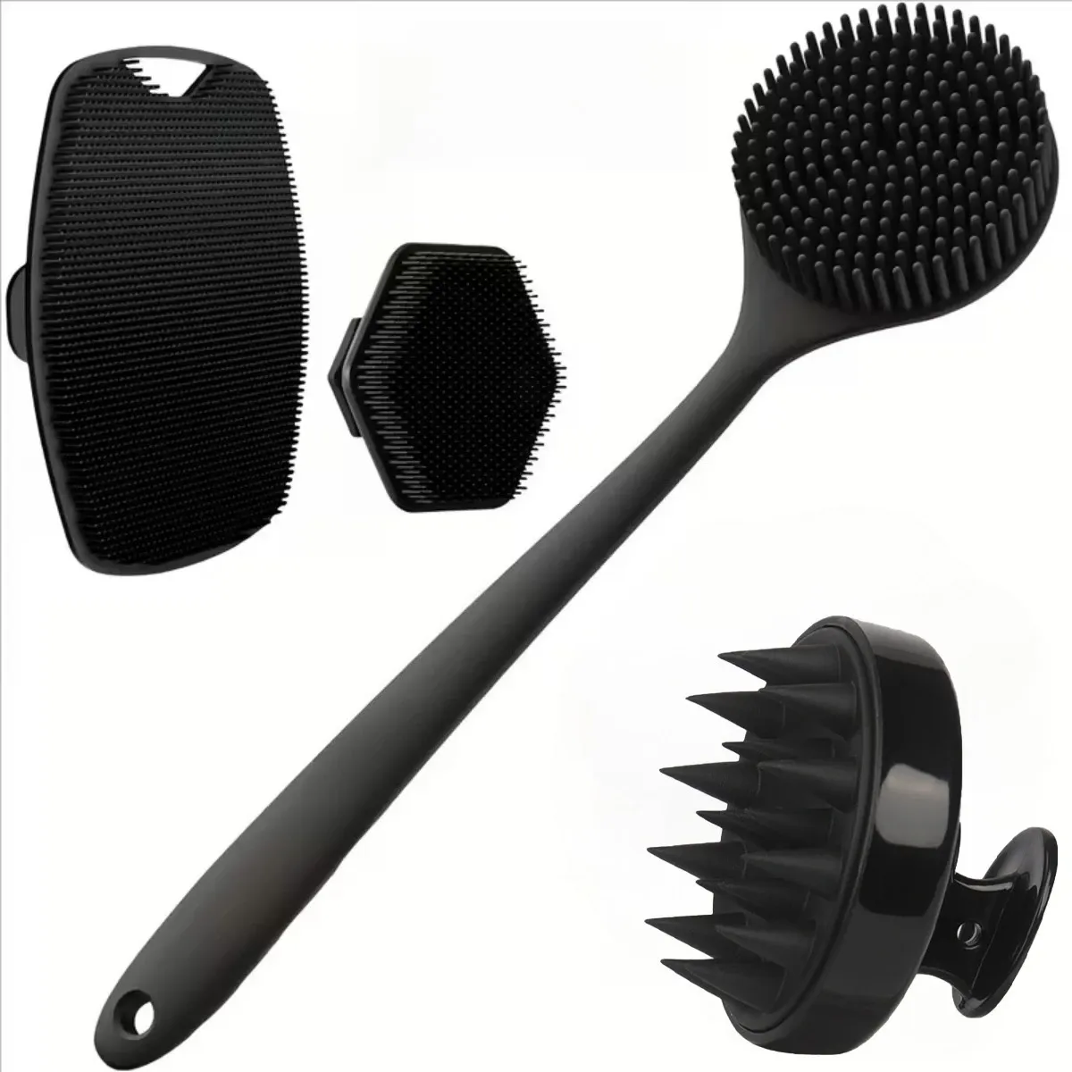 Lot de 4 brosses exfoliantes en silicone doux pour le visage et la douche, nettoyage et massage de la peau 7
