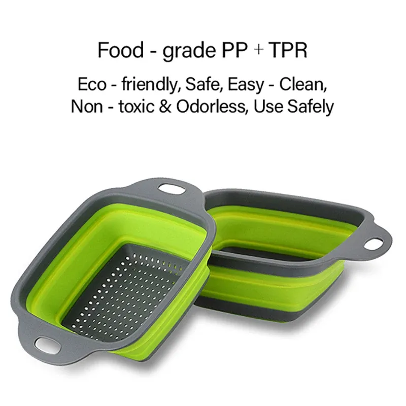 Égouttoir pliable en silicone, panier de cuisine portable, passoire de lavage pour fruits et légumes 2