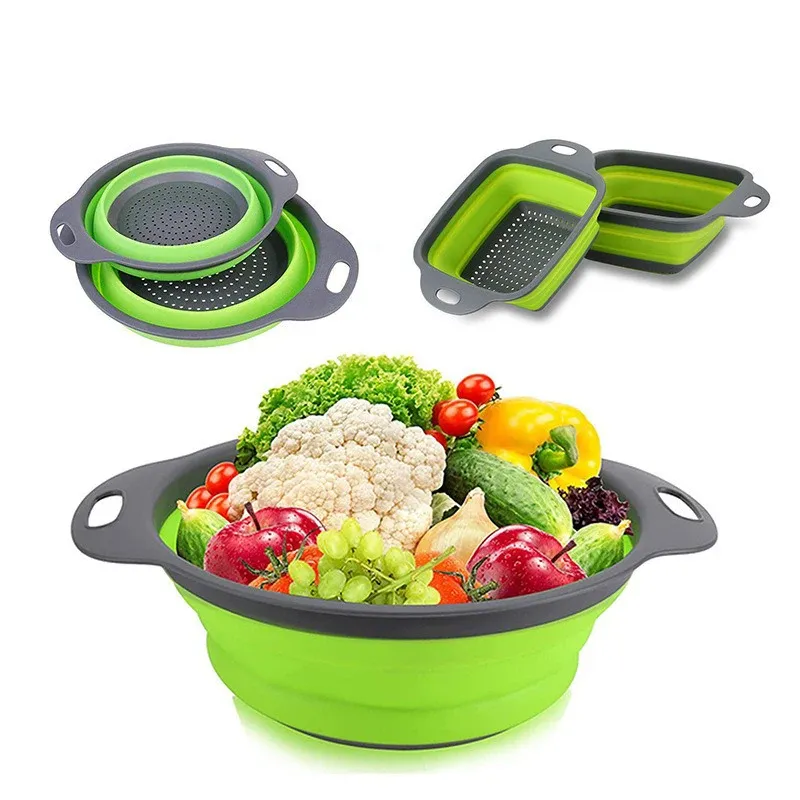Égouttoir pliable en silicone, panier de cuisine portable, passoire de lavage pour fruits et légumes 3