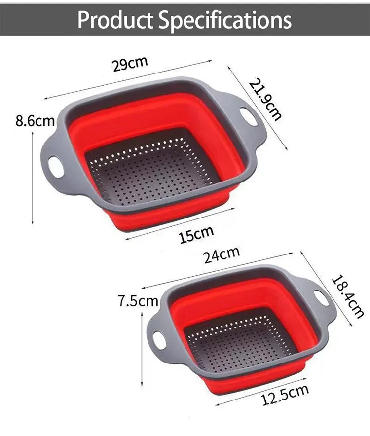 Égouttoir pliant en silicone, vue d'ensemble