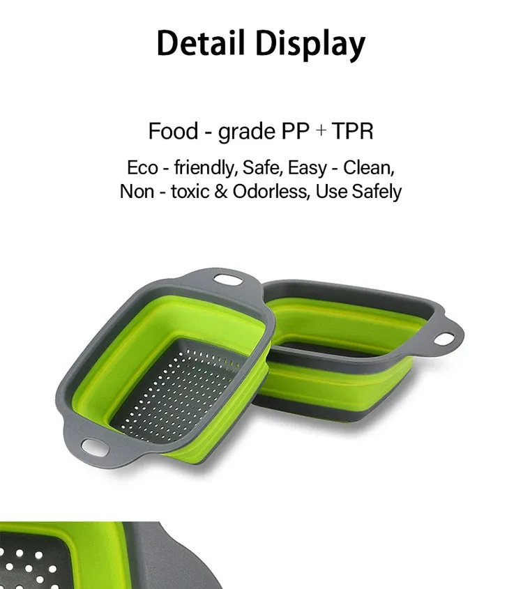 Égouttoir pliant en silicone, utilisation en cuisine