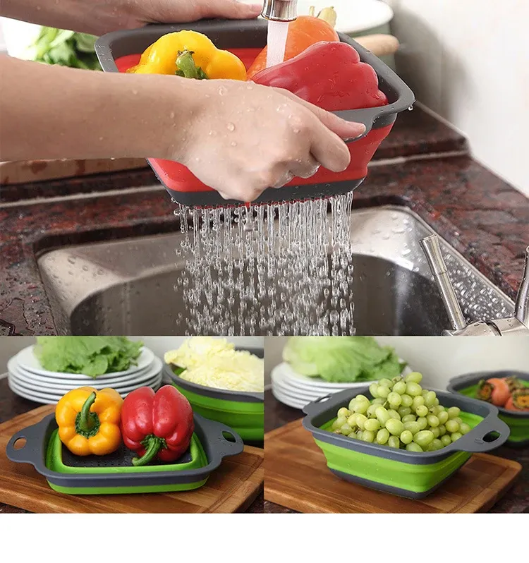 Détail de l'égouttoir pliant en silicone