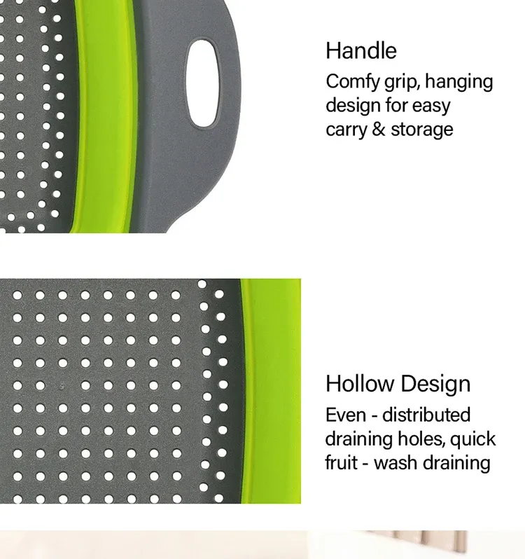Égouttoir pliant en silicone, présentation produit