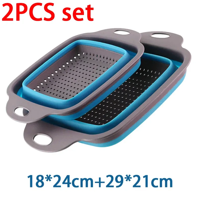 Égouttoir pliable en silicone, panier de cuisine portable, passoire de lavage pour fruits et légumes 11