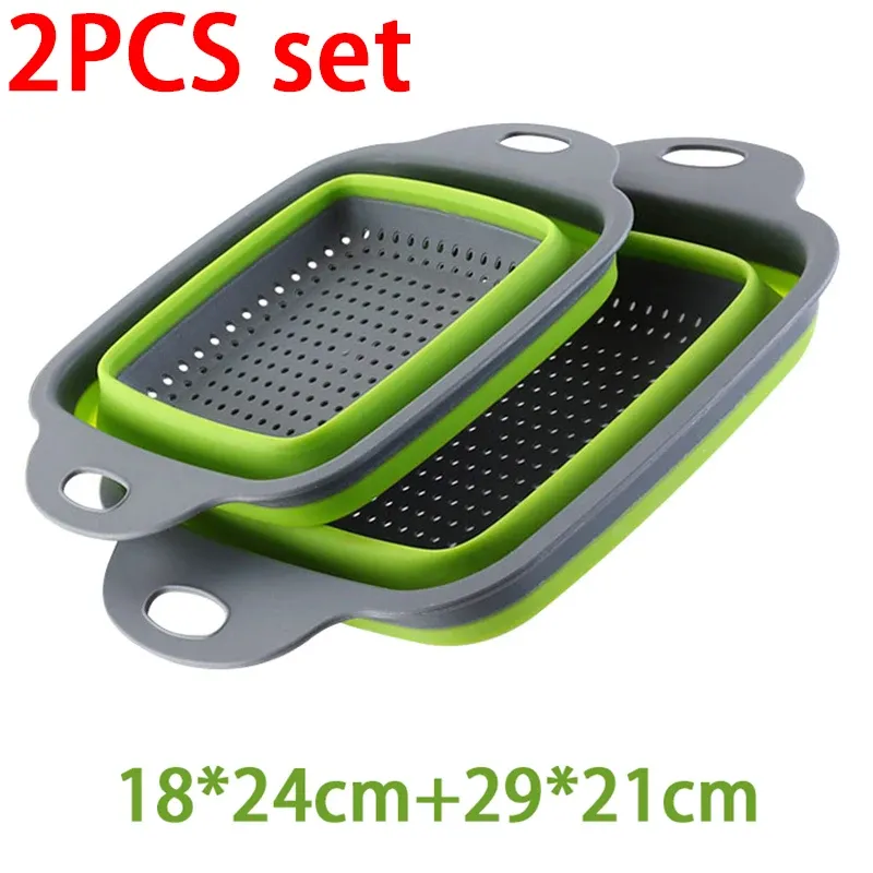 Égouttoir pliable en silicone, panier de cuisine portable, passoire de lavage pour fruits et légumes 7