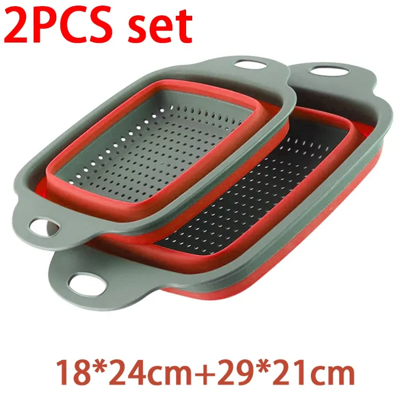 Égouttoir pliable en silicone, panier de cuisine portable, passoire de lavage pour fruits et légumes 8