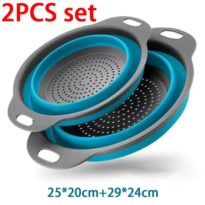 Égouttoir pliable en silicone, panier de cuisine portable, passoire de lavage pour fruits et légumes 9