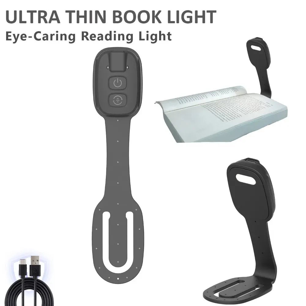 Lampe de lecture LED rechargeable 2-en-1 à pince, ultra-fine, avec luminosité réglable et protection des yeux 9