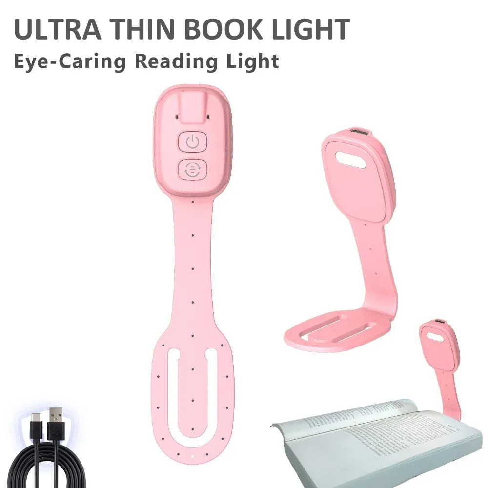 Lampe de lecture LED rechargeable 2-en-1 à pince, ultra-fine, avec luminosité réglable et protection des yeux 8