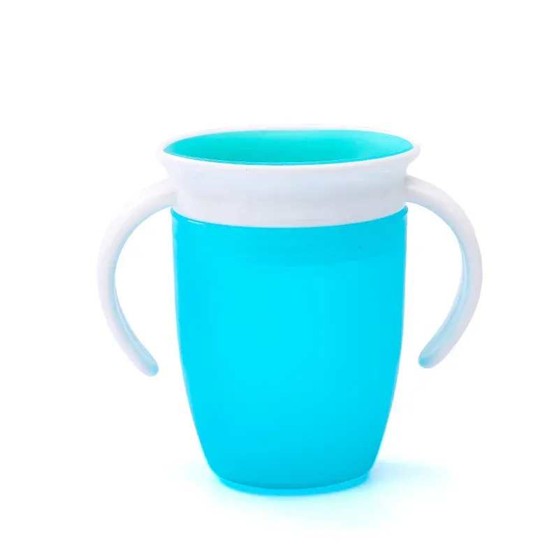 Tasse d'apprentissage pour bébé à 360 degrés avec double anses, couvercle rabattable et bouteille étanche 9
