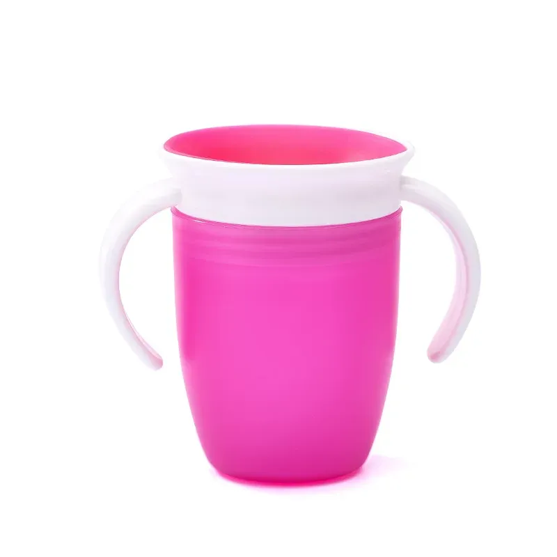 Tasse d'apprentissage pour bébé à 360 degrés avec double anses, couvercle rabattable et bouteille étanche 7