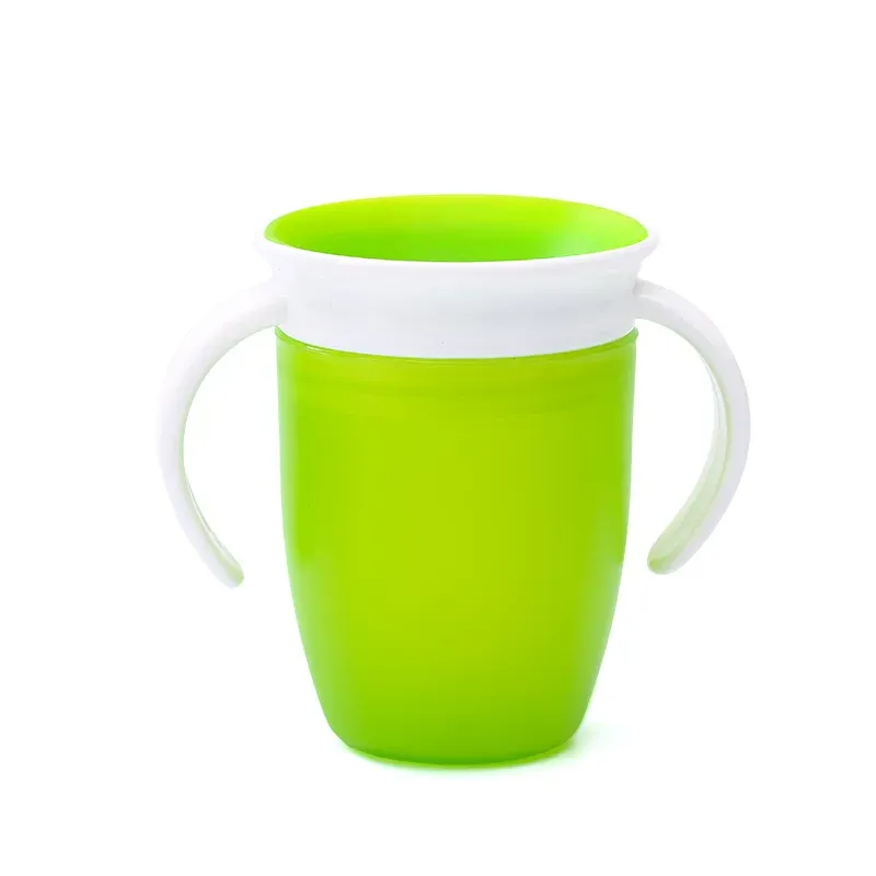 Tasse d'apprentissage pour bébé à 360 degrés avec double anses, couvercle rabattable et bouteille étanche 8