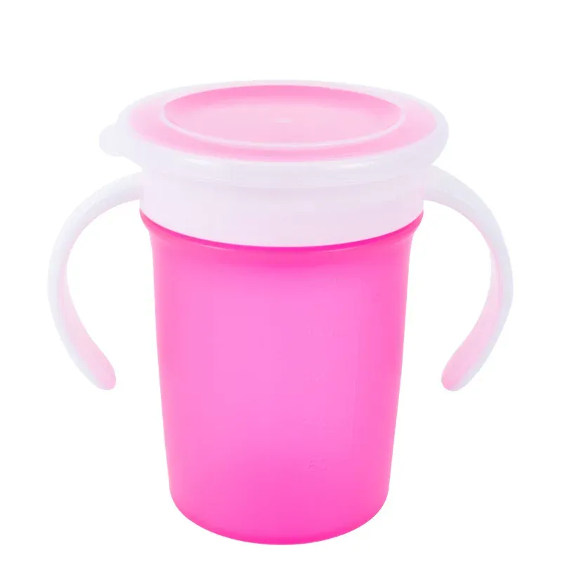 Tasse d'apprentissage pour bébé à 360 degrés avec double anses, couvercle rabattable et bouteille étanche 10
