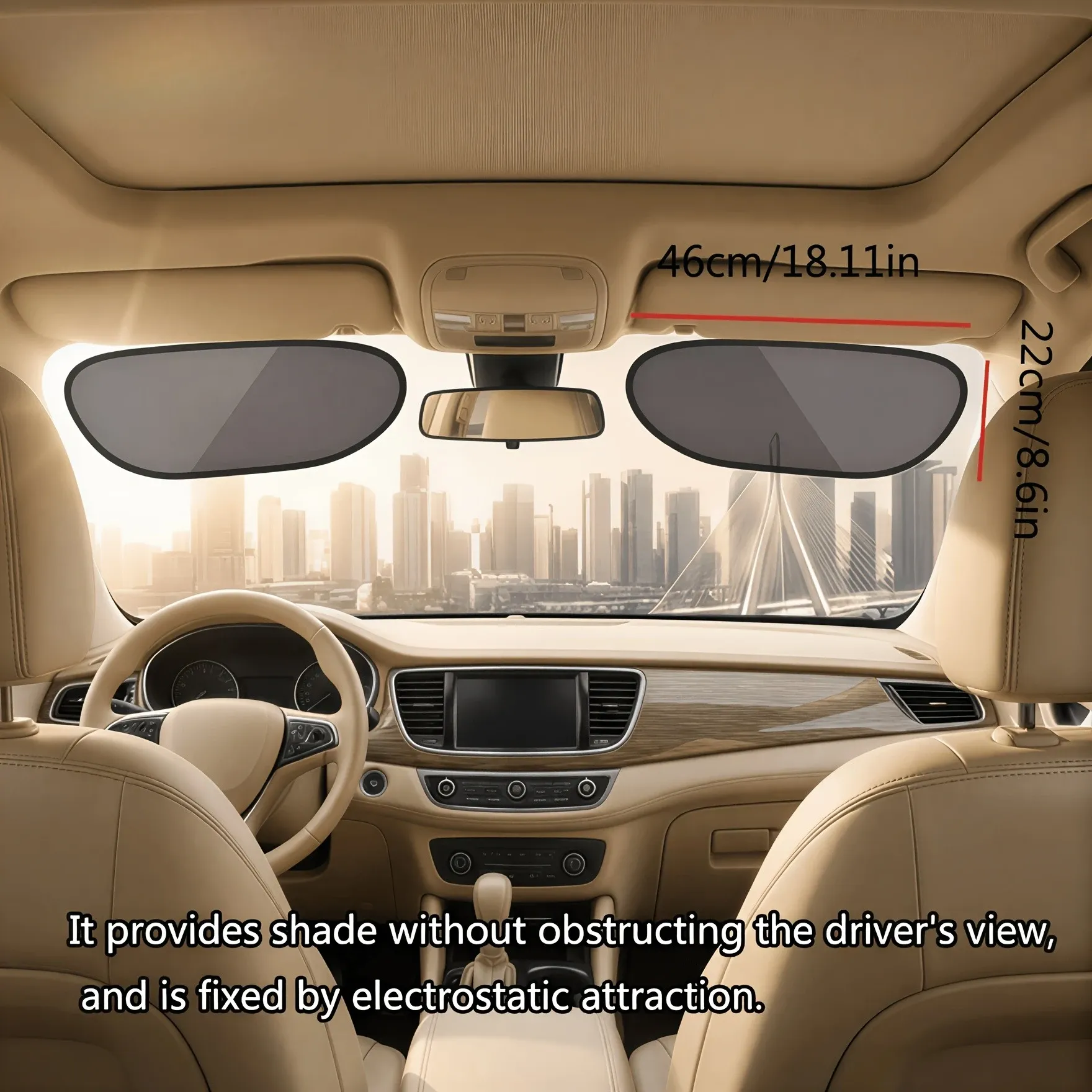 Pare-soleil de voiture 2 pièces anti-éblouissement et protection UV, bloque la lumière du soleil sans gêner la visibilité, compatible fenêtres avant, arrière, latérales et toit ouvrant 3