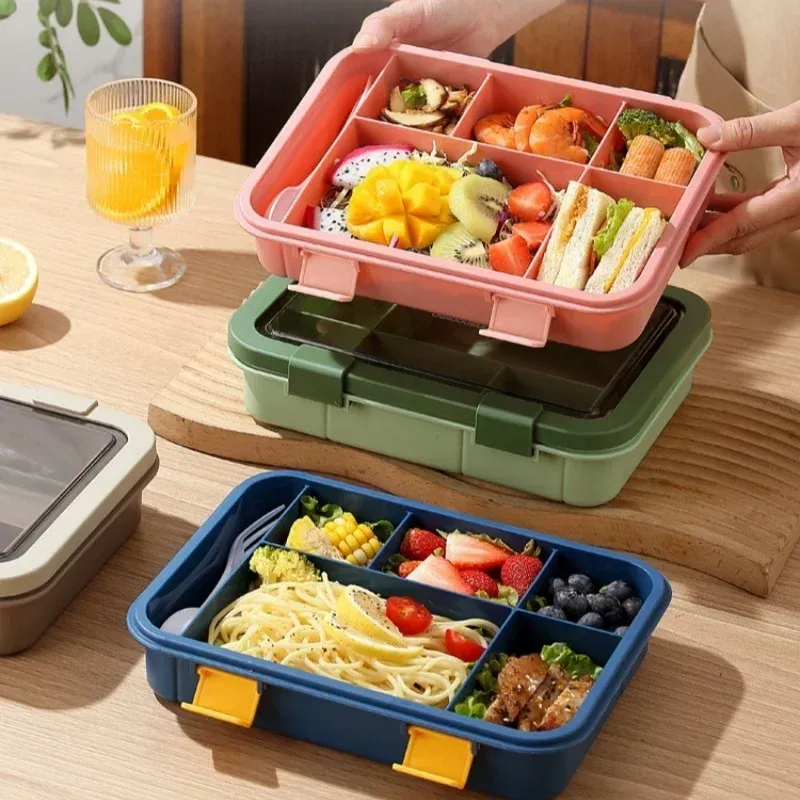Boîte à lunch portable pour enfants et étudiants, boîte bento avec couverts, récipient alimentaire micro-ondable et étanche, 1500 ml - Image 1