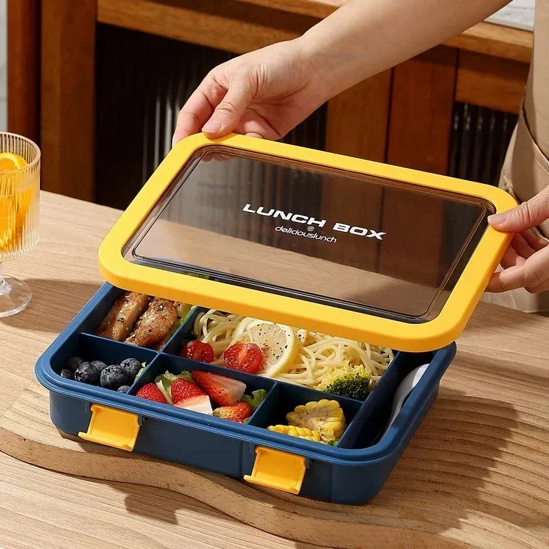 Boîte à lunch portable pour enfants et étudiants, boîte bento avec couverts, récipient alimentaire micro-ondable et étanche, 1500 ml 3
