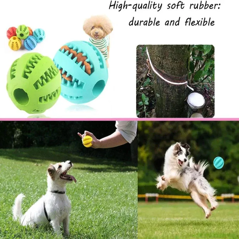 Balle interactive en caoutchouc pour chien, jouet à mâcher et distributeur de friandises 3