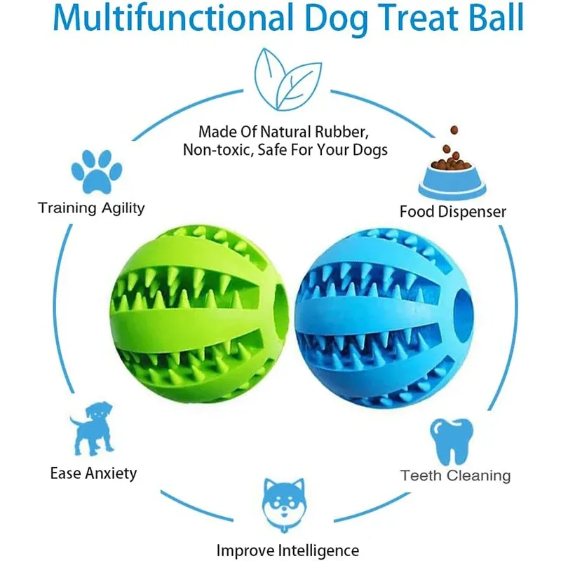 Balle interactive en caoutchouc pour chien, jouet à mâcher et distributeur de friandises 4