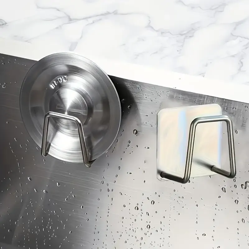 Lot de 3 supports adhésifs pour éponges de lavabo, organisateur de rangement pour plan de travail et salle de bain 3