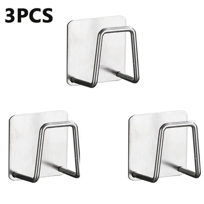 Lot de 3 supports adhésifs pour éponges de lavabo, organisateur de rangement pour plan de travail et salle de bain 7
