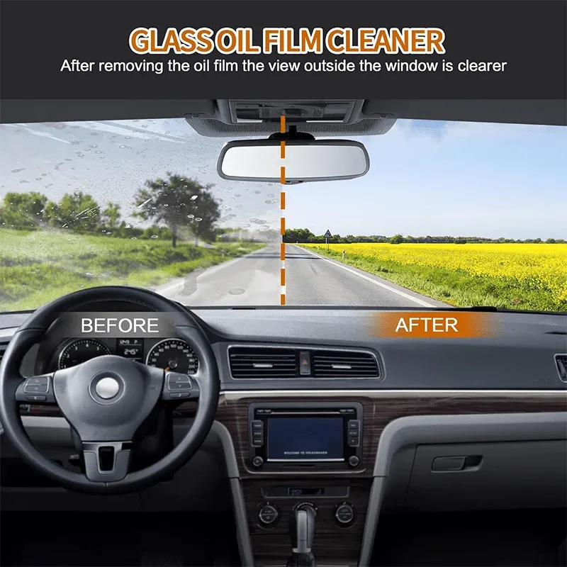 Kit de polissage pour vitres de voiture avec brosse de nettoyage anti-film gras pour pare-brise 3