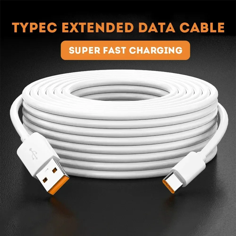 Câble de charge USB-C extra long 3 m / 5 m / 14 m, rallonge de câble chargeur pour téléphones mobiles Samsung, Xiaomi, Huawei, cordon USB Type-C 3
