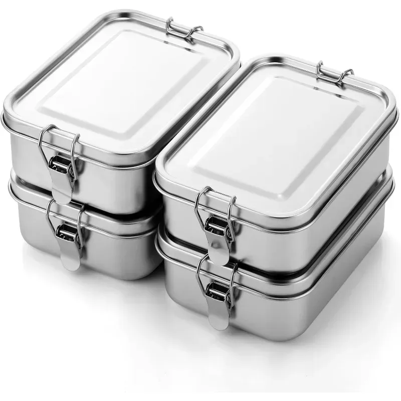 Conteneurs en acier inoxydable avec fermetures à clips, boîte à lunch Bento pour l'école et le travail - Image 1
