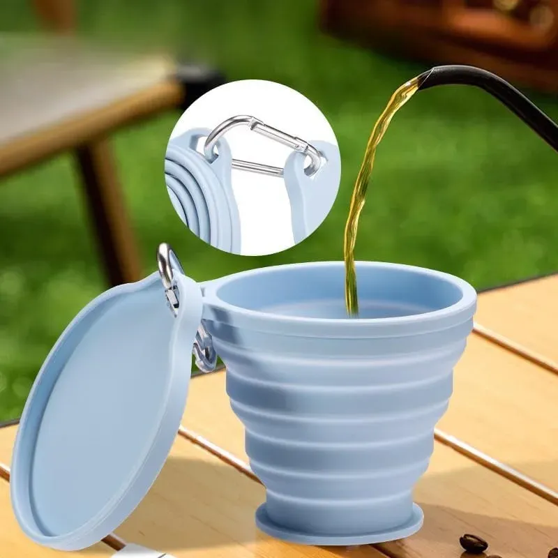 Tasse pliable en silicone de 180 ml avec couvercle 3