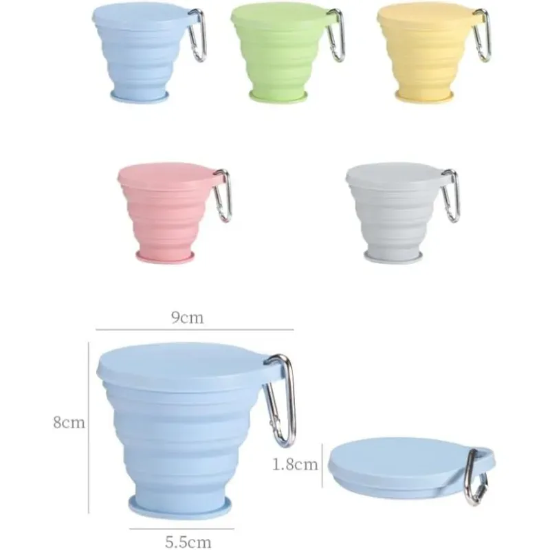 Tasse pliable en silicone de 180 ml avec couvercle 4