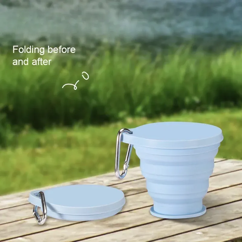 Tasse pliable en silicone de 180 ml, détail du couvercle