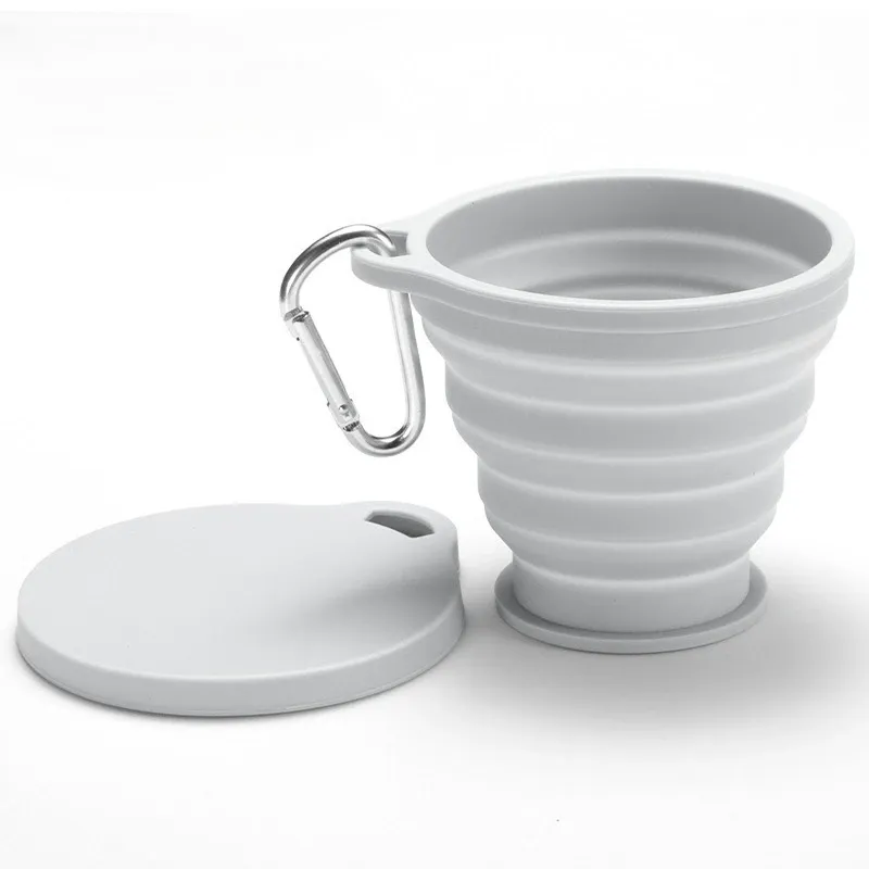 Tasse pliable en silicone de 180 ml avec couvercle 10