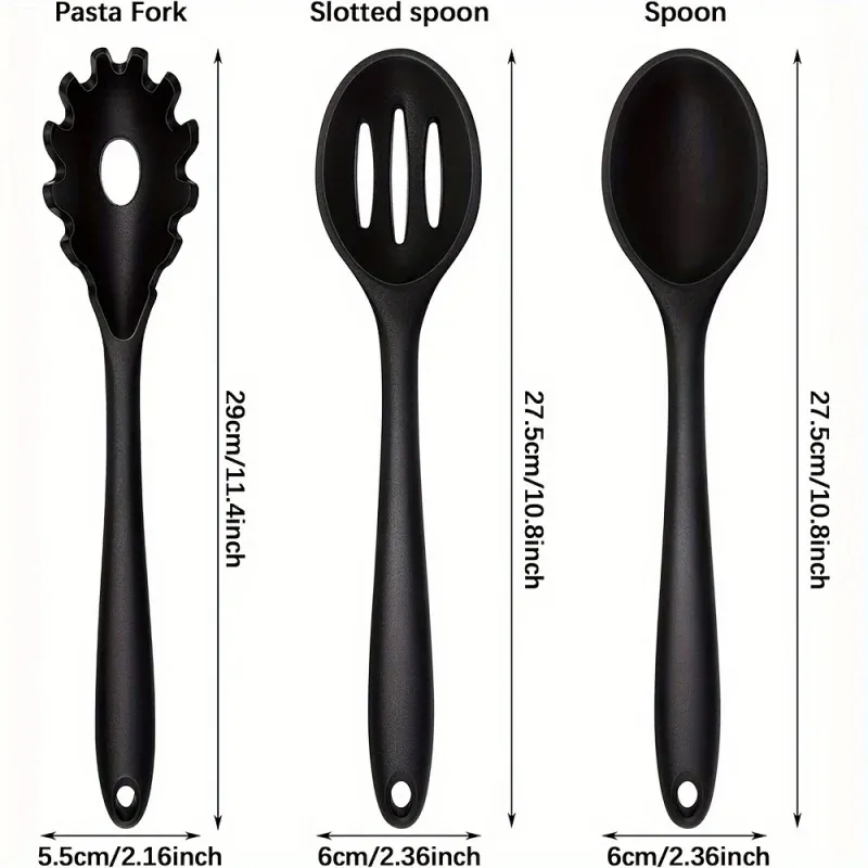 Ensemble de cuillères de cuisine en silicone résistantes à la chaleur, 1 à 3 pièces, pour surfaces antiadhésives 3