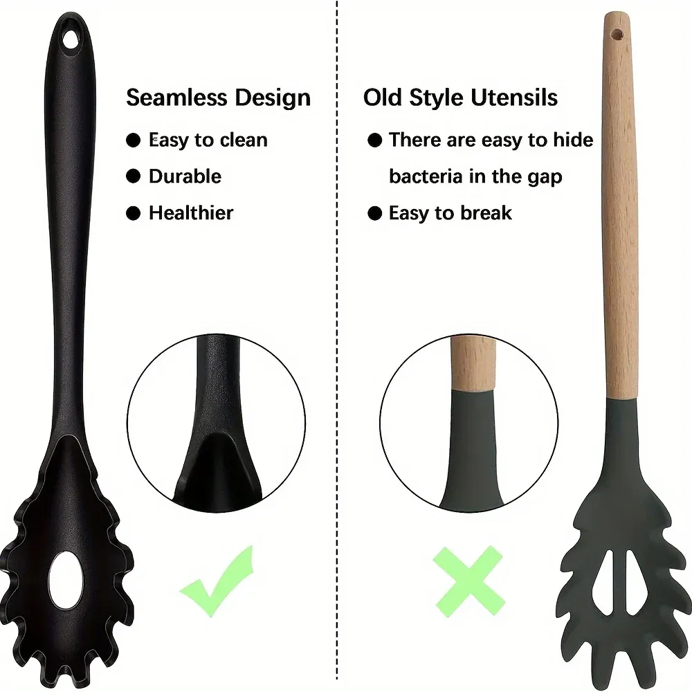 Ensemble de cuillères en silicone sur fond clair