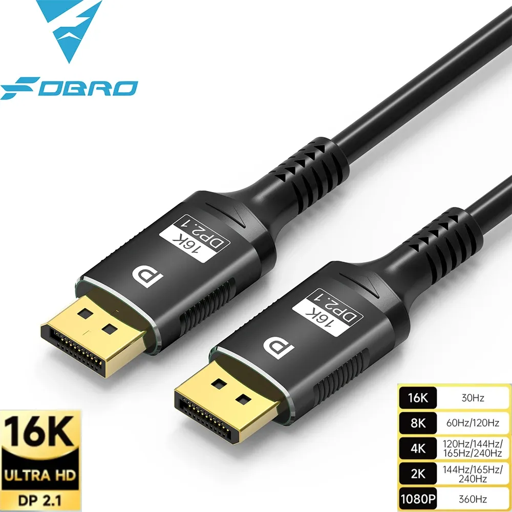 Câble audio vidéo DisplayPort 2.1 HDR 80 Gbps pour ordinateur portable, moniteur de jeu, TV et Xbox 7