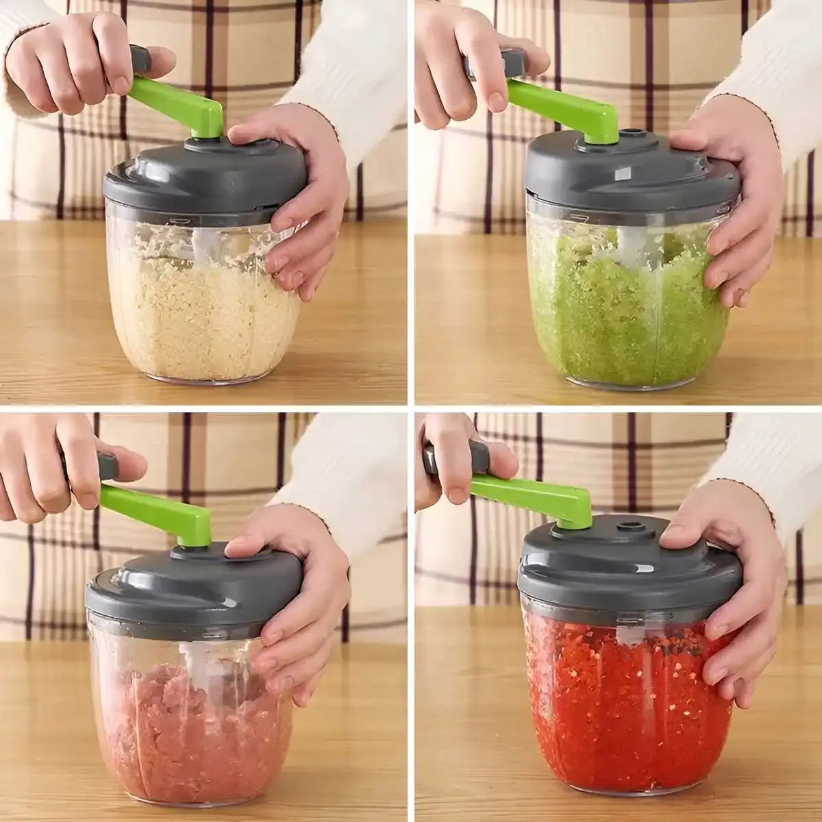Hachoir à viande manuel 520/900 ml, hachoir à ail rotatif, presse-ail, coupe-oignon et légumes, 1 pièce 4