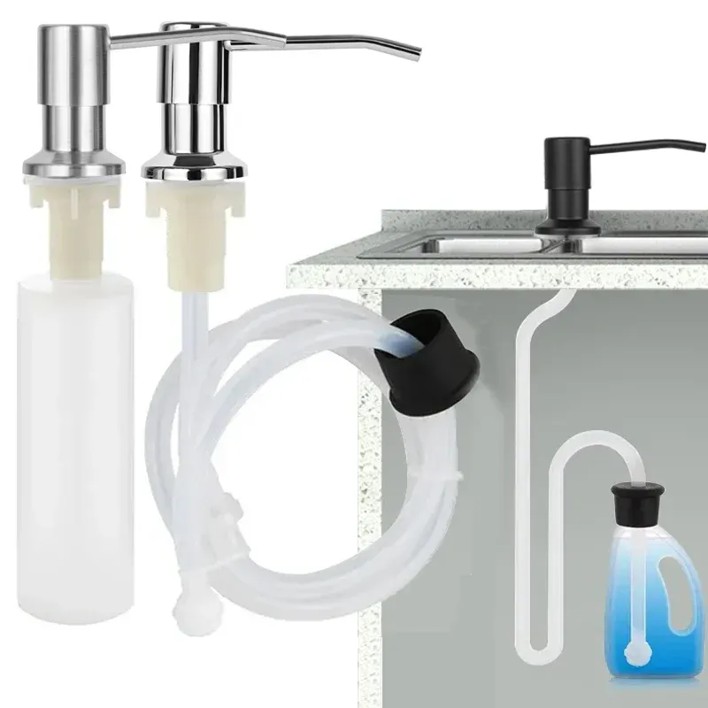 Distributeur de savon pour évier de cuisine avec kit de tube d'extension et pompe sous évier