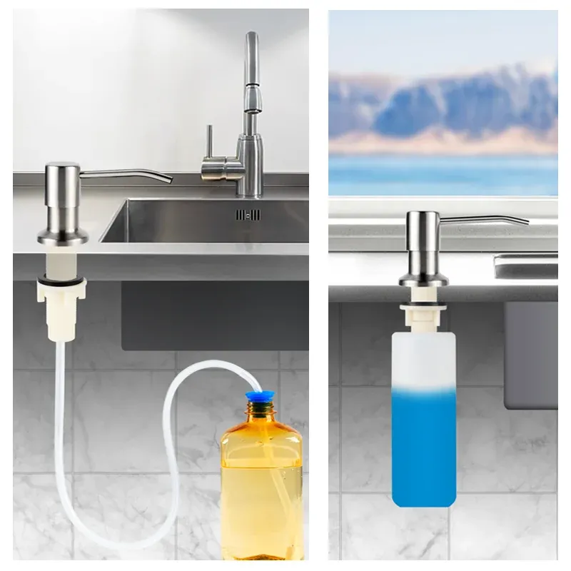 Distributeur de savon pour évier de cuisine avec kit de tube d'extension et pompe sous évier 4