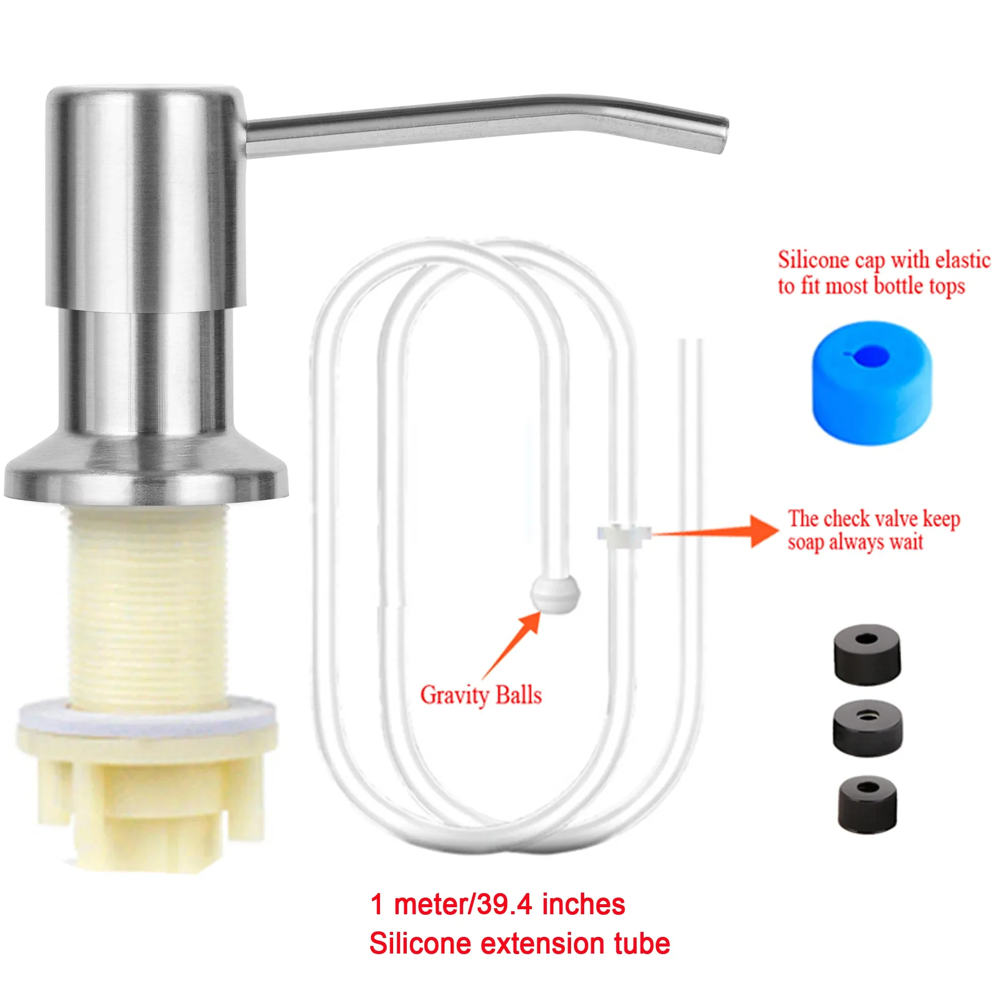 Distributeur de savon pour évier de cuisine avec kit de tube d'extension et pompe sous évier 9
