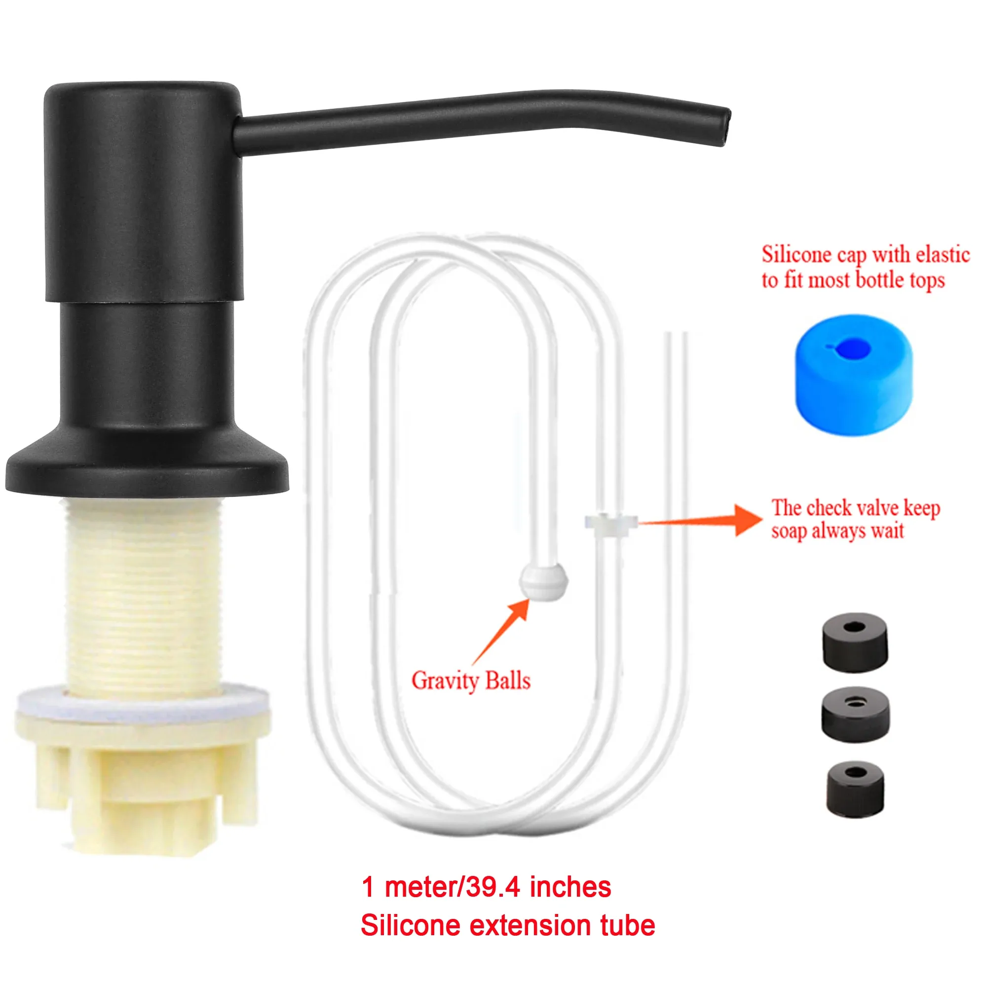 Distributeur de savon pour évier de cuisine avec kit de tube d'extension et pompe sous évier 10
