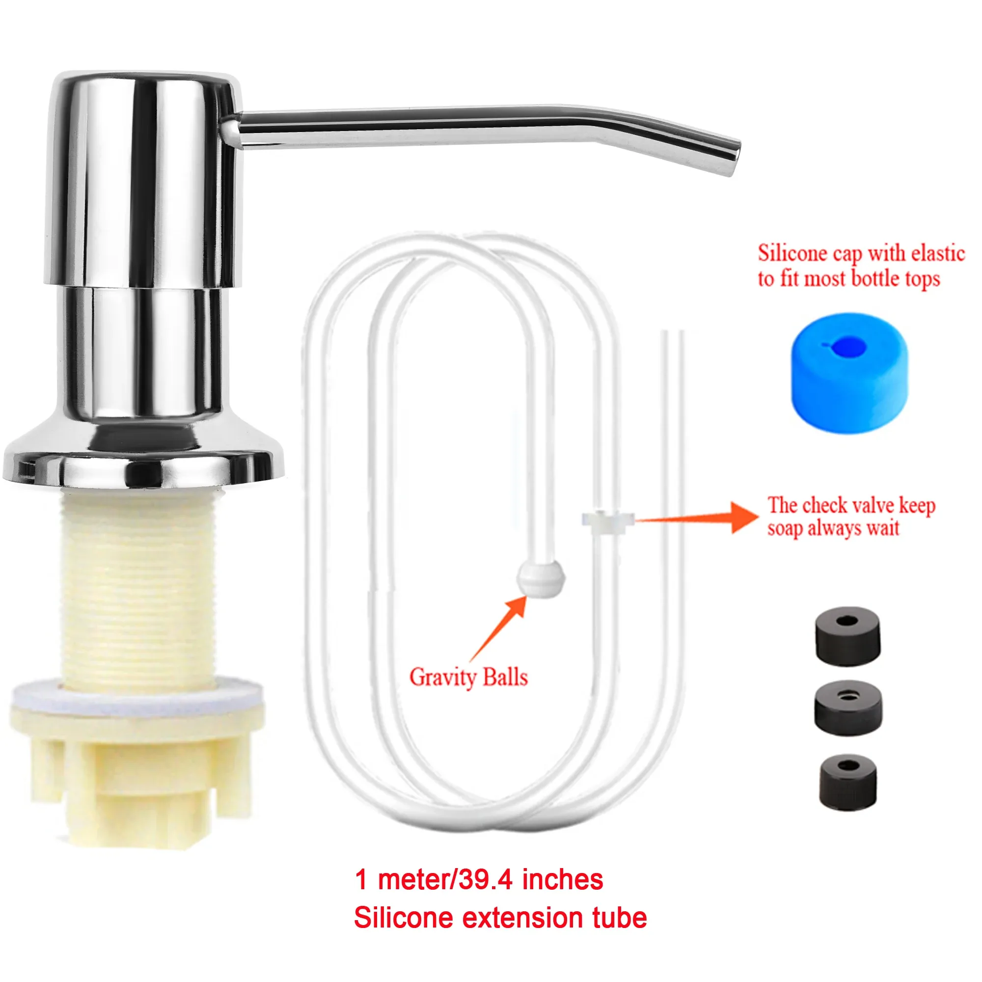 Distributeur de savon pour évier de cuisine avec kit de tube d'extension et pompe sous évier 13