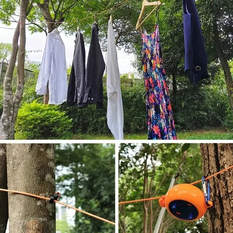 Corde à linge rétractable pour séchage en extérieur, coupe-vent et antidérapante, idéale pour hôtels et campings 3