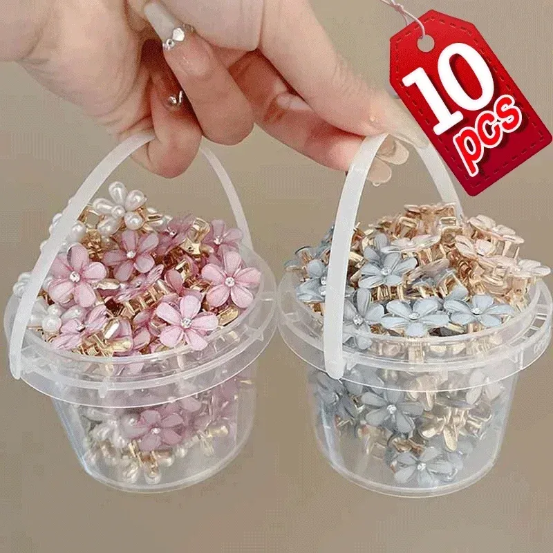 Mini pince à cheveux griffe fleur mignonne, 1/10 pièces, couleurs opale pour femmes et filles, petite barrette douce et colorée 2