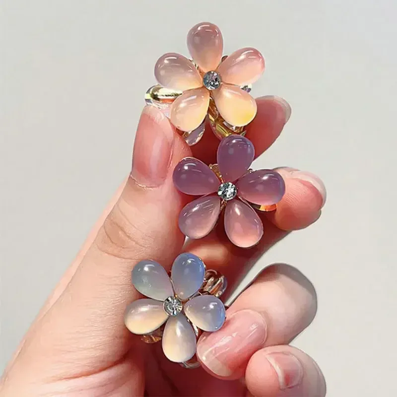 Mini pince à cheveux griffe fleur mignonne, 1/10 pièces, couleurs opale pour femmes et filles, petite barrette douce et colorée 6