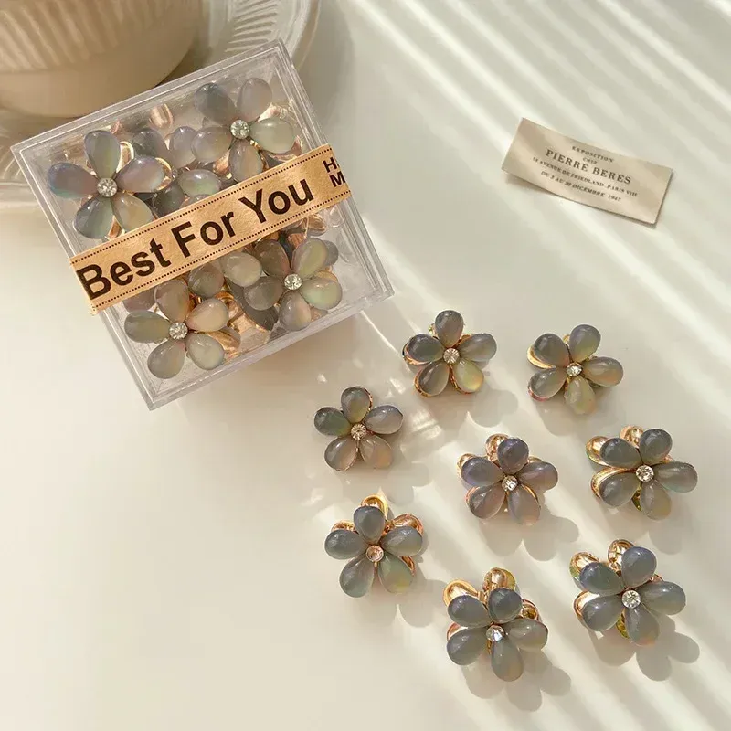 Mini pince à cheveux griffe fleur mignonne, 1/10 pièces, couleurs opale pour femmes et filles, petite barrette douce et colorée 10