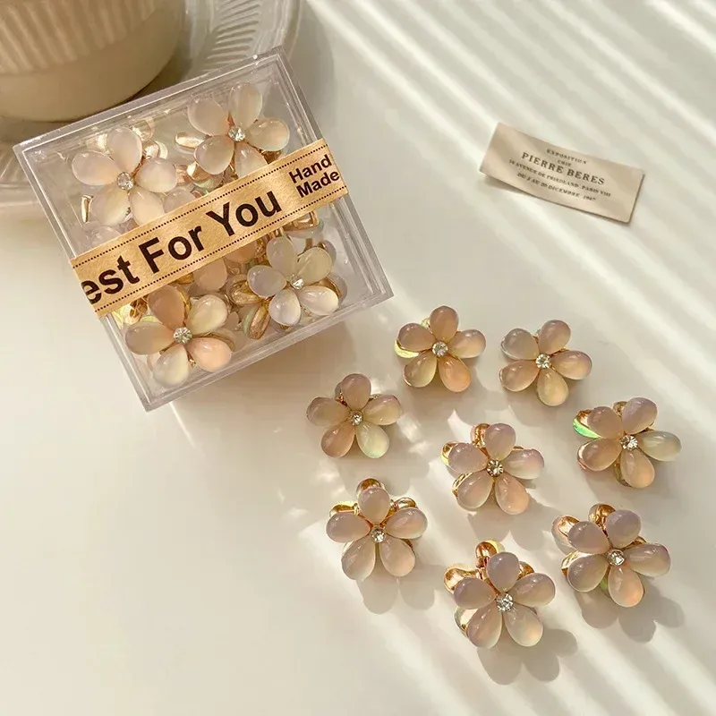 Mini pince à cheveux griffe fleur mignonne, 1/10 pièces, couleurs opale pour femmes et filles, petite barrette douce et colorée 11
