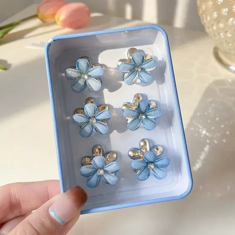 Mini pince à cheveux griffe fleur mignonne, 1/10 pièces, couleurs opale pour femmes et filles, petite barrette douce et colorée 14